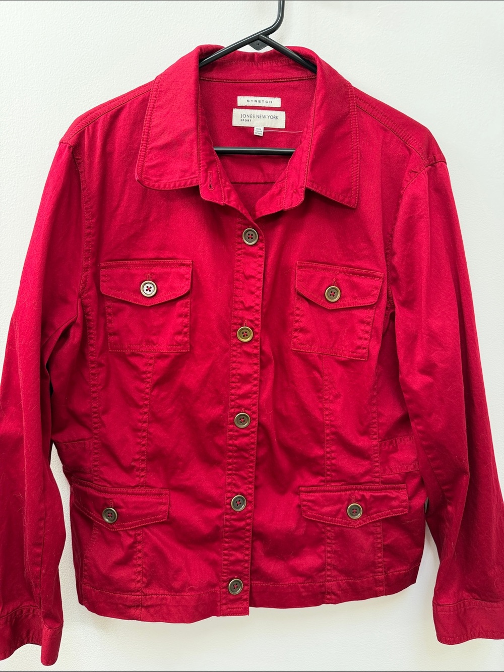 Jones New York Women's Red Utility Button-Front Jacket